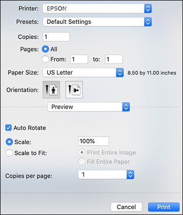 setting paper source pixma and mac os x 2017